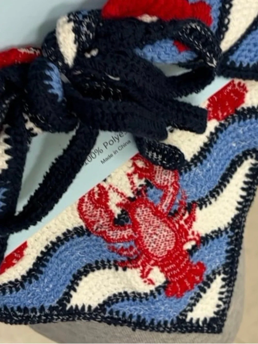 NWT ⚜️🦞⚜️ Piper K Lobster Knit Bandana Hair Scarf